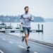A person jogging along a waterfront path in Barrie near Georgian Bay, illustrating everyday outdoor exercise in current air conditions.