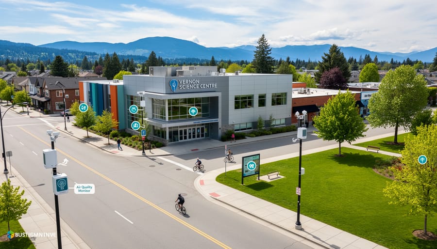 Exterior view near an air quality monitoring instrument at the Vernon Science Centre in British Columbia